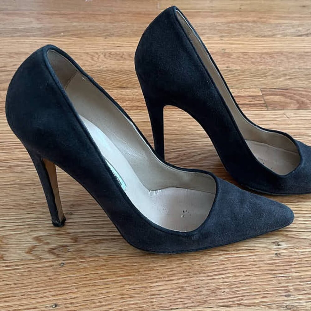 Dark Grey Charcoal Suede Manolo Blahnik